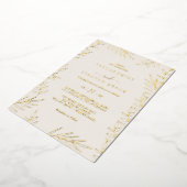 Minimal Leaf Gold Folie & Ivoor Lijst Wedding Folie Uitnodiging (Gedraaid)