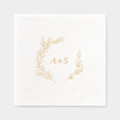 Minimal Leaf Gold Folie Monogram Huwelijk Servetten (Voorkant)