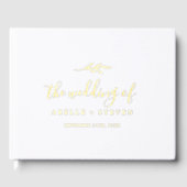 Minimal Leaf Gold Folie Monogram Terug Trouwen Gastenboek (Voorkant)
