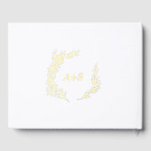 Minimal Leaf Gold Folie Monogram Terug Trouwen Gastenboek (Achterkant)