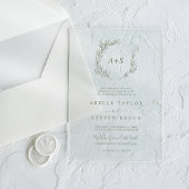 Minimal Leaf Green Monogram Greenery Boho Wedding Acryl Uitnodigingen