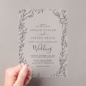 Minimal Leaf Modern Greenery Elegant Boho Wedding Acryl Uitnodigingen (Insitu (Draagbaar))