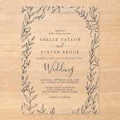 Minimal Leaf Modern Greenery Elegant Boho Wedding Acryl Uitnodigingen (Voorkant)