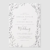 Minimal Leaf Modern Greenery Elegant Boho Wedding Vellum Uitnodigingen (Voorkant)