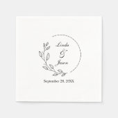 Minimal Leaf Moderne Kalligrafie Custom Wedding Servet (Voorkant)