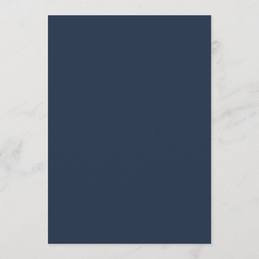 Minimal Leaf Navy Blauw Bruiloft Diner Flat Menu (Achterkant)