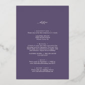 Minimal Leaf Paarse Gouden Folie Alles In Een Brui Folie Uitnodiging (Achterkant)