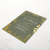 Minimal Leaf Plum Paarse en Gold Foil Wedding Folie Uitnodiging (Gedraaid)