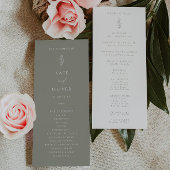Minimal Leaf Sage Groen en Wit Huwelijksprogramma
