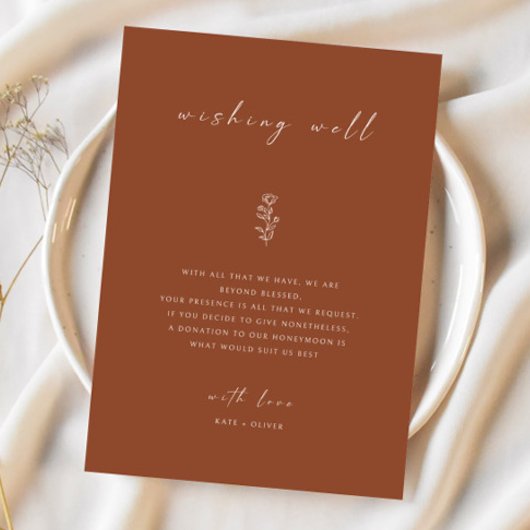 Minimal Leaf Terracotta Bruiloft Wishing Well Kaar Kaart