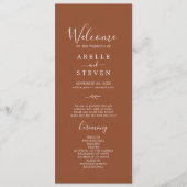 Minimal Leaf | Terracotta Wedding Program Programmakaart (Voorkant)