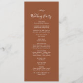 Minimal Leaf | Terracotta Wedding Program Programmakaart (Achterkant)