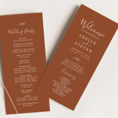 Minimal Leaf | Terracotta Wedding Program Programmakaart
