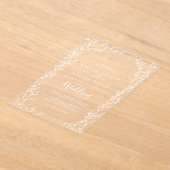 Minimal Leaf White Greenery Elegant Boho Wedding Acryl Uitnodigingen (Laagn)