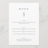 Minimal Leaf Zwart Wit Bruiloft Diner Flat Menu (Voorkant)
