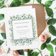 Minimal Leafy Save the Date Invitation