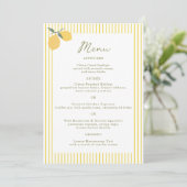 Minimal Lemon Amalfi Coast 5x7 Wedding Menu Card Kaart (Staand voorkant)