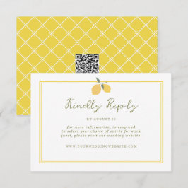 Minimal Lemon Amalfi Coast QR Code Wedding RSVP Informatiekaartje