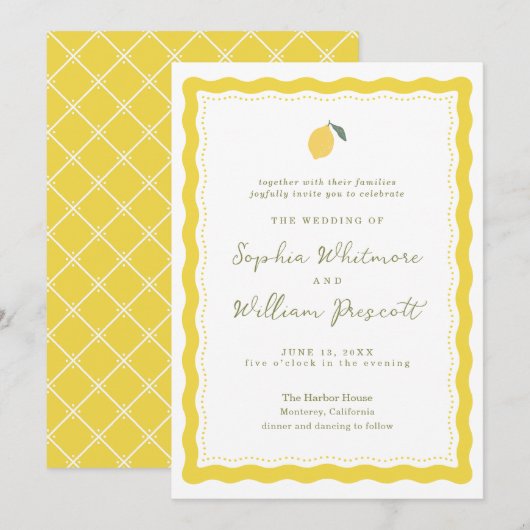 Minimal Lemon Amalfi Coast Wedding Invitation Kaart (Voorkant / Achterkant)