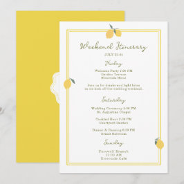Minimal Lemon Amalfi Coast Wedding Itinerary Card Kaart
