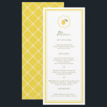 Minimal Lemon Amalfi Coast Wedding Menu Card Kaart<br><div class="desc">Minimal Lemon Amalfi Coast wedding menu card designed for a cheerful Italian summer wedding reception. This bright Mediterranean-inspired design blends preppy minimalism with Amalfi citrus aesthetics, perfect for the modern coastal bride planning a sunny destination celebration. Style your reception tables with lemon centerpieces, linen runners, and blue Mediterranean accents for...</div>