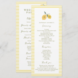 Minimal Lemon Amalfi Coast Wedding Program Card Kaart