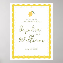 Minimal Lemon Amalfi Coast Wedding Welcome Sign Poster