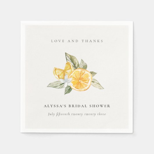 Minimal Lemon Botanical Boho Bedankt Vrijgezellenf Servet (Voorkant)