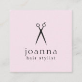 Minimal Licht Roos Zwart Schaar Haar Stylist Vierkante Visitekaartje (Voorkant)