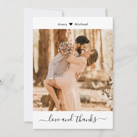 Minimal Liefde en Bedankt Script Hart Foto Bruilof (Voorkant)