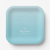 Minimal Light Pastel Blue Snowy Christmas Party Papieren Bordje (Voorkant)
