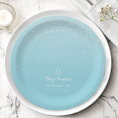 Minimal Light Pastel Blue Snowy Christmas Party Papieren Bordje