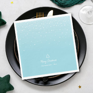 Minimal Light Pastel Blue Snowy Christmas Party Servet