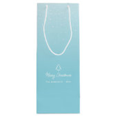 Minimal Light Pastel Blue Snowy Christmas Party Wijn Cadeautas (Achterkant)