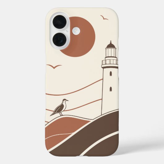 Minimal Lighthouse Coastal Illustration Phone Case (Achterkant)