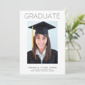 Minimal Lijst AFSTUDEREN middelbare school foto Aankondiging (Staand voorkant)