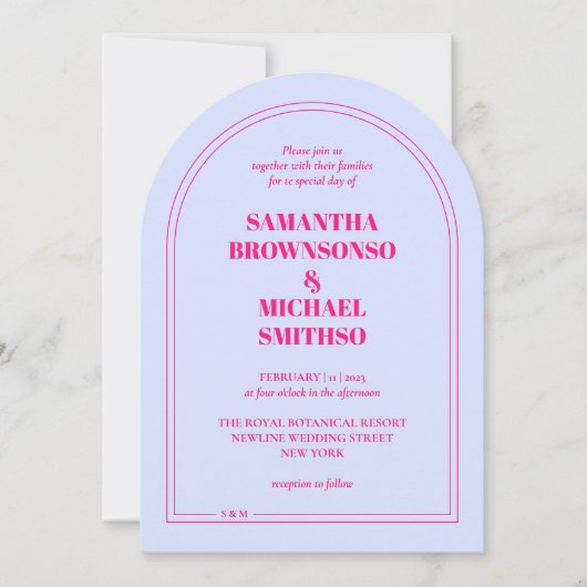 Minimal Lilac Pink Simple Wedding Kaart (Voorkant)