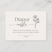 Minimal Line Art Baby Shower Diaper Raffle Informatiekaartje (Voorkant)