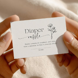 Minimal Line Art Baby Shower Diaper Raffle Informatiekaartje