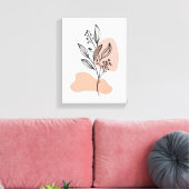 Minimal Line Art Floral Canvas – Soft Pastel Botan (Insitu (Woonkamer))