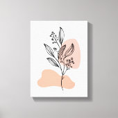 Minimal Line Art Floral Canvas – Soft Pastel Botan (Voorkant)