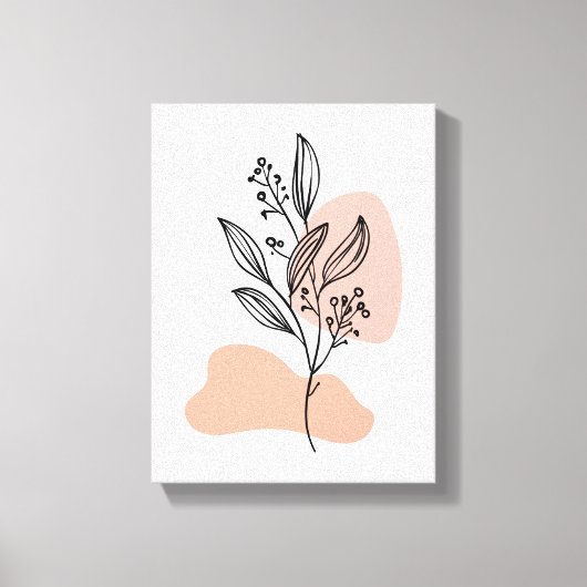 Minimal Line Art Floral Canvas – Soft Pastel Botan (Voorkant)