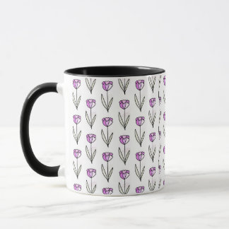 Minimal Line Art Floral Coffee Cup Mok