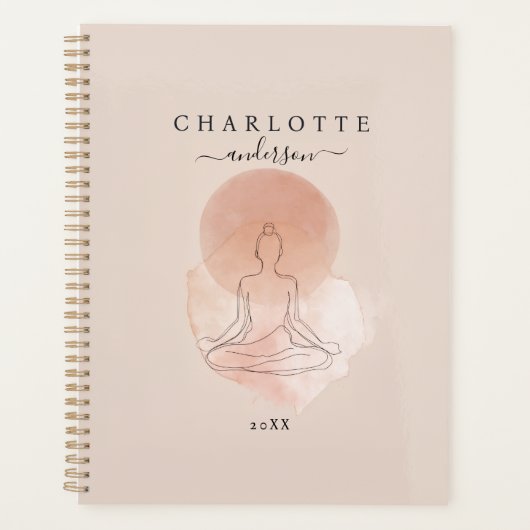 Minimal Line Art Meditating Woman Planner (Voorkant)