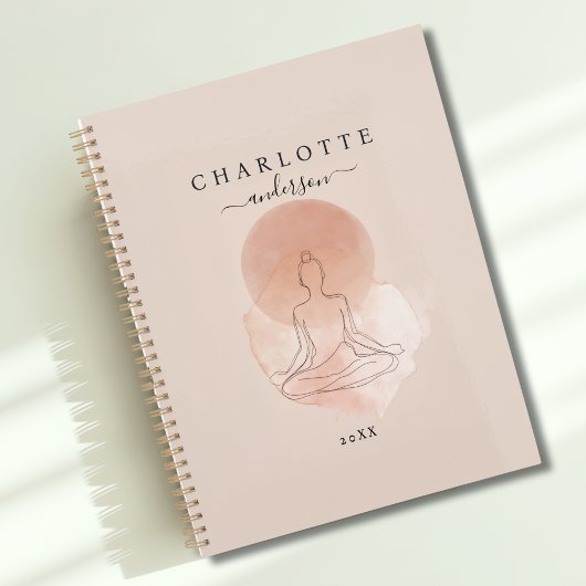 Minimal Line Art Meditating Woman Planner