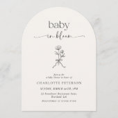 Minimal Line Art Wildflower Baby Shower Invitation Kaart (Voorkant)