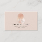 Minimal Line Art Woman Meditation Salon Loyalty Visitekaartje (Voorkant)