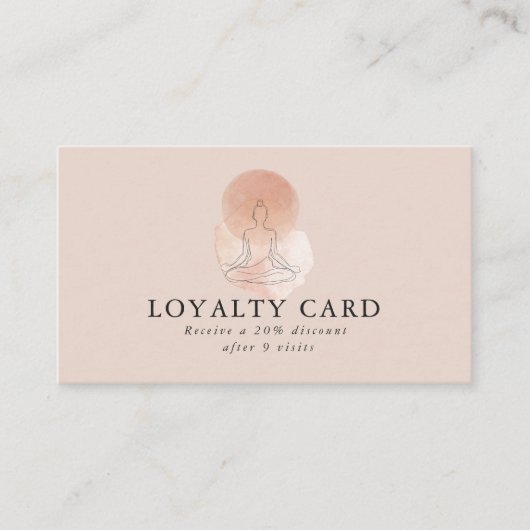 Minimal Line Art Woman Meditation Salon Loyalty Visitekaartje (Voorkant)