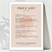 Minimal Line Art Woman Meditation Salon Price List Poster