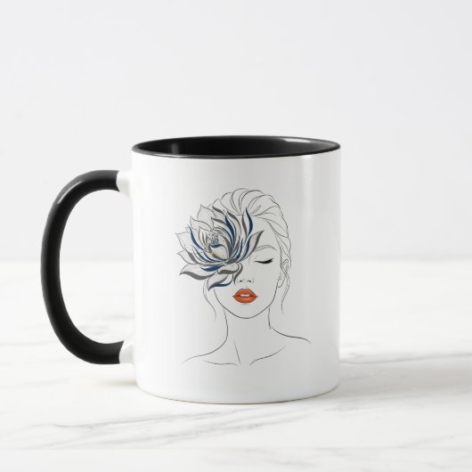 Minimal Line Art Woman Mug Mok (Links)